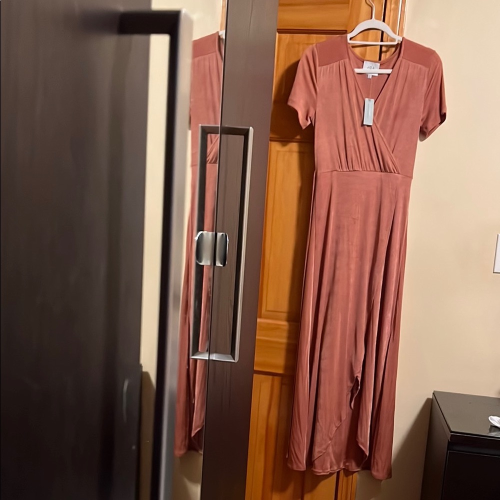 AnElegant Blush Wrap Dress